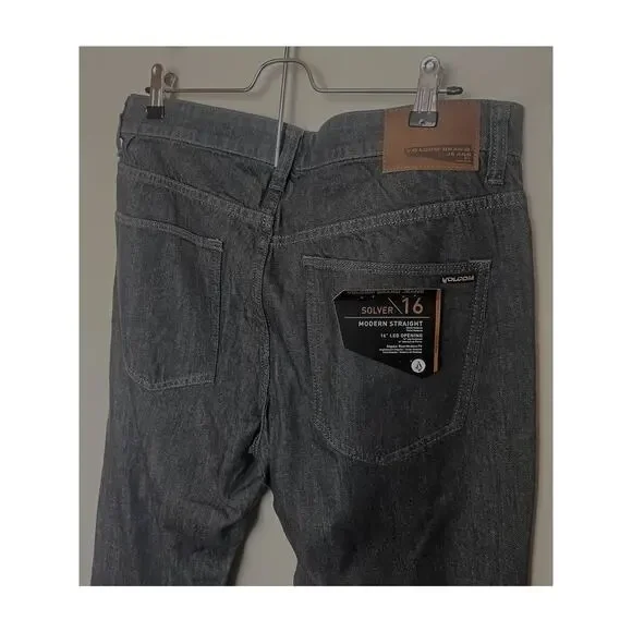 NWT Volcom Solver Denim Jeans Modern Straight Men’s Size 32x32 Gray - Picture 5 of 10